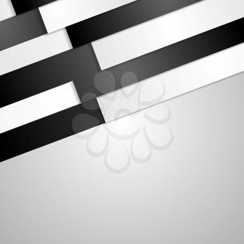 Black and white paper stripes abstract corporate background. Vector illustration