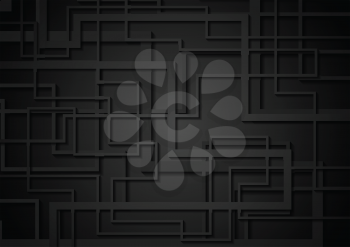 Black geometric tech corporate background. Vector dark graphic design