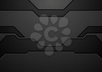 Abstract black technology concept graphic design. Vector template dark background