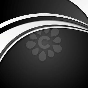 Black and white abstract corporate wavy background. Vector graphic design