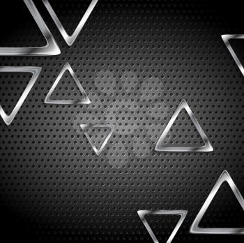 Abstract metal perforated background with silver squares. Vector graphic metallic design template