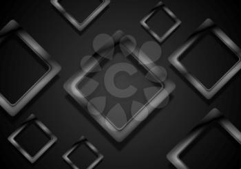 Abstract black glossy squares tech background. Vector graphic design