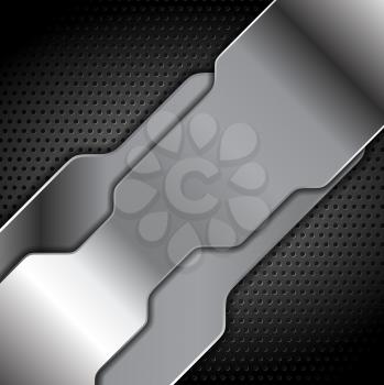 Abstract metal texture tech background. Grey silver metal tech vector design