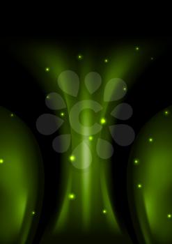 Dark green smooth abstract wavy background. Vector illustration