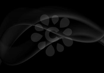Abstract smooth black wavy abstraction vector background