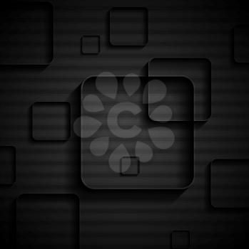 Tech geometric black background with squares. Vector design eps 10