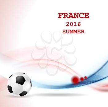 Graphic vector background of Euro Football Championship in France with waves colored in French flag