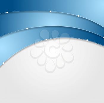 Abstract blue grey wavy corporate background. Vector illustration
