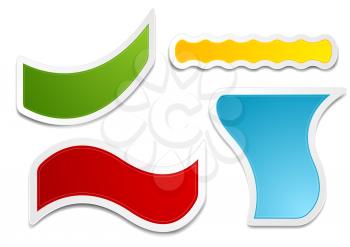Bright web stickers vector design. Collection of colorful wavy banners, web labels tape template background. Web blank sticker banners