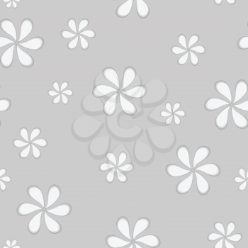 Grey seamless flowers vector background illustration