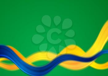 Brazil colors abstract corporate smooth wavy background. Vector graphic design