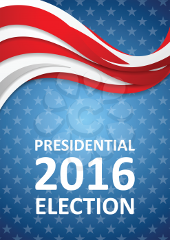 USA Presidential Election 2016 wavy flyer template. Vector background