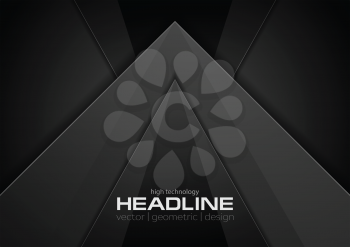 Abstract black concept technology graphic background. Vector dark corporate design