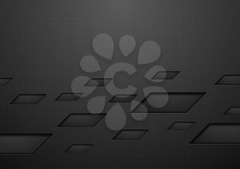 Abstract black geometric technology graphic background. Vector dark corporate design