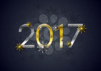 Golden and silver 2017 New Year holiday background. Greeting card decorative vector design