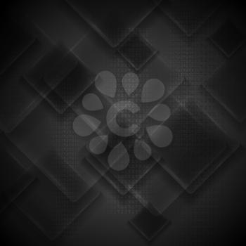Black glass squares abstract tech design. Vector corporate geometric background with binary code