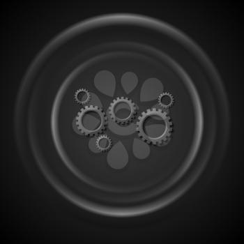 Black gears mechanism and smooth circles technology abstract vector background