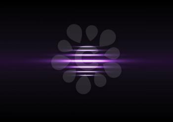 Glowing purple stripes with neon effect on black background. Vector design