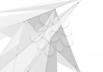 White grey abstract technology low poly communication design. Geometric vector background