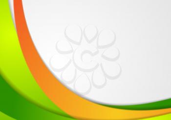 Green and orange corporate wavy background. Colorful abstract vector design