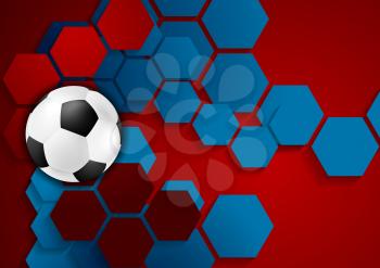 Abstract geometric football background with soccer ball. Vector design
