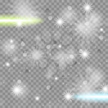 Shiny starry transparent sparkling effect background. Vector design