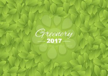 Color of the year 2017 Greenery abstract background. Summer leaves vector design