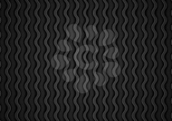 Abstract black waves pattern design. Vector dark background