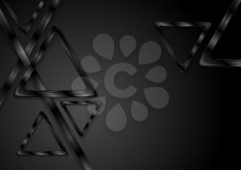 Black tech glossy triangles background. Vector graphic design