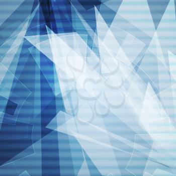 Blue geometric technology background with gear shape. Vector abstract graphic design