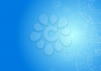 Abstract hi-tech blue minimal background with gears. Vector graphic technology design