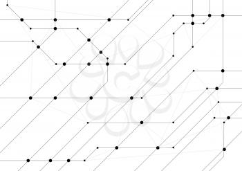 Abstract hi-tech background with circuit board chip. Grey technology vector design