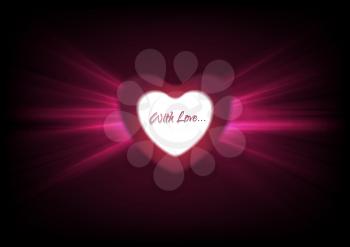 Hearts and glowing luminous effect abstract vector background