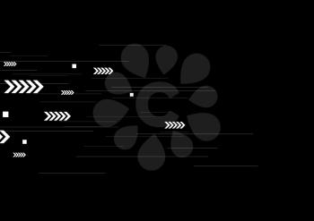 Black tech background with white lines and arrows. Vector design illustration