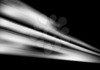 White smooth abstract stripes on black background. Vector blurred monochrome design