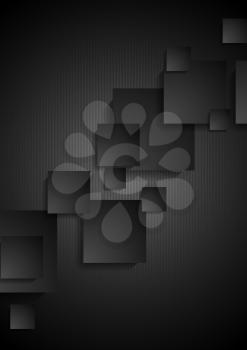 Abstract black tech squares geometric vector background
