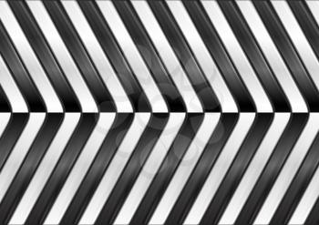 Black and white contrast abstract glossy stripes design. Tech vector arrows background