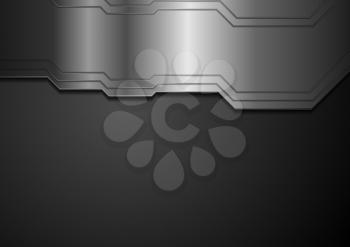 Abstract tech metallic black background. Vector dark graphic design illustration