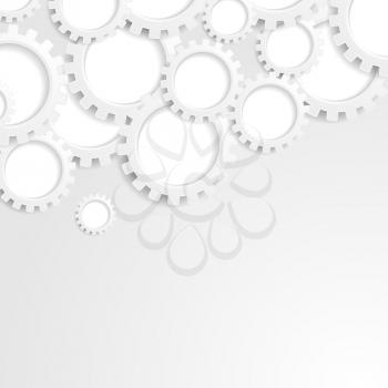 Abstract grey tech paper gears mechanism background. Vector illustration
