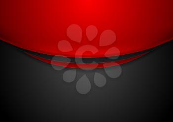 Contrast red and black wavy corporate background. Vector design