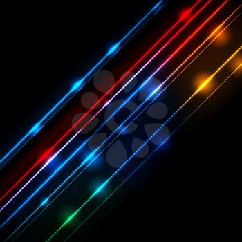 Neon glowing lines abstract background. Vector design
