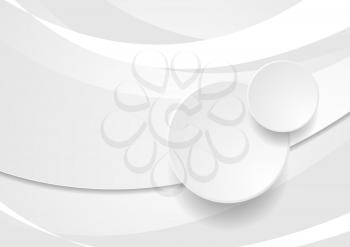 Grey and white wavy abstract vector background with circles
