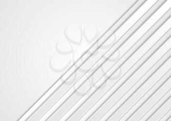 White geometric technology abstract stripes background. Vector grey paper design brochure