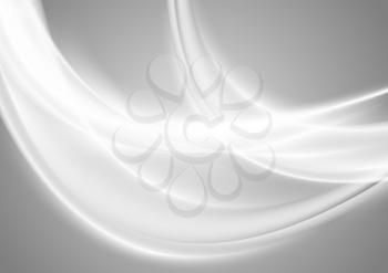 Abstract smooth blurred grey waves background. Vector art wavy design