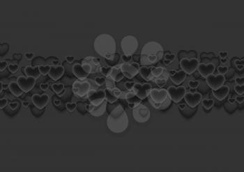 Abstract black Valentines Day hearts background. Love dark vector design