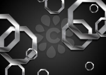 Abstract tech background with metallic octagons. Vector design