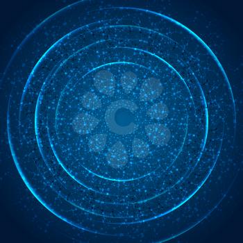 Abstract blue DNA molecular circle structure vector technology background