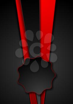 Abstract red and black tech corporate background with label sticker. Vector design