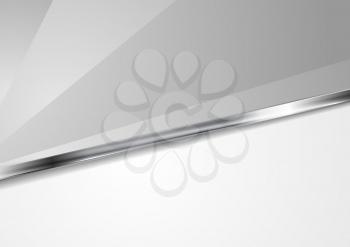 Abstract minimal corporate grey background with metal silver stripe. Vector tech design