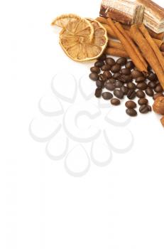 Royalty Free Photo of Coffee Beans and Cinnamon Sticks